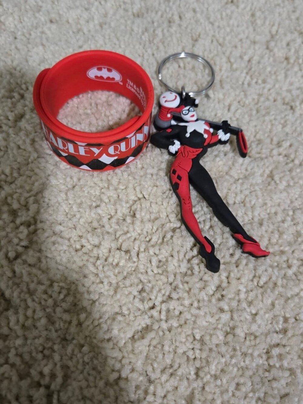 DC Comics Harley Quinn PVS Soft Touch Keychain & Slap Bracelet Bundle